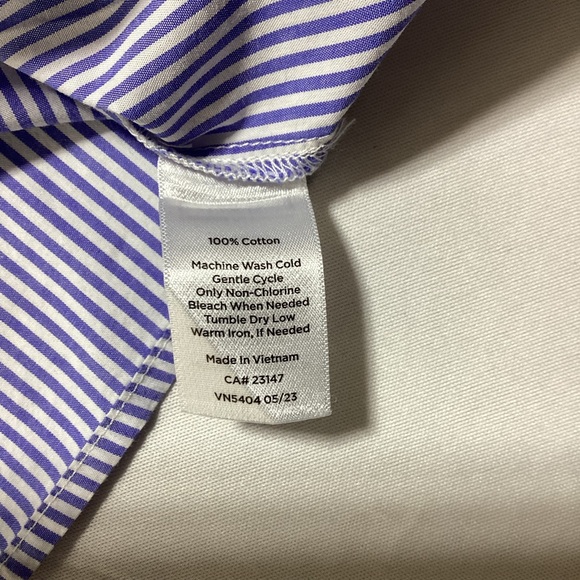 Talbots Stripe Popover Blue Striped Women's Blouse - Picture 7 of 10
